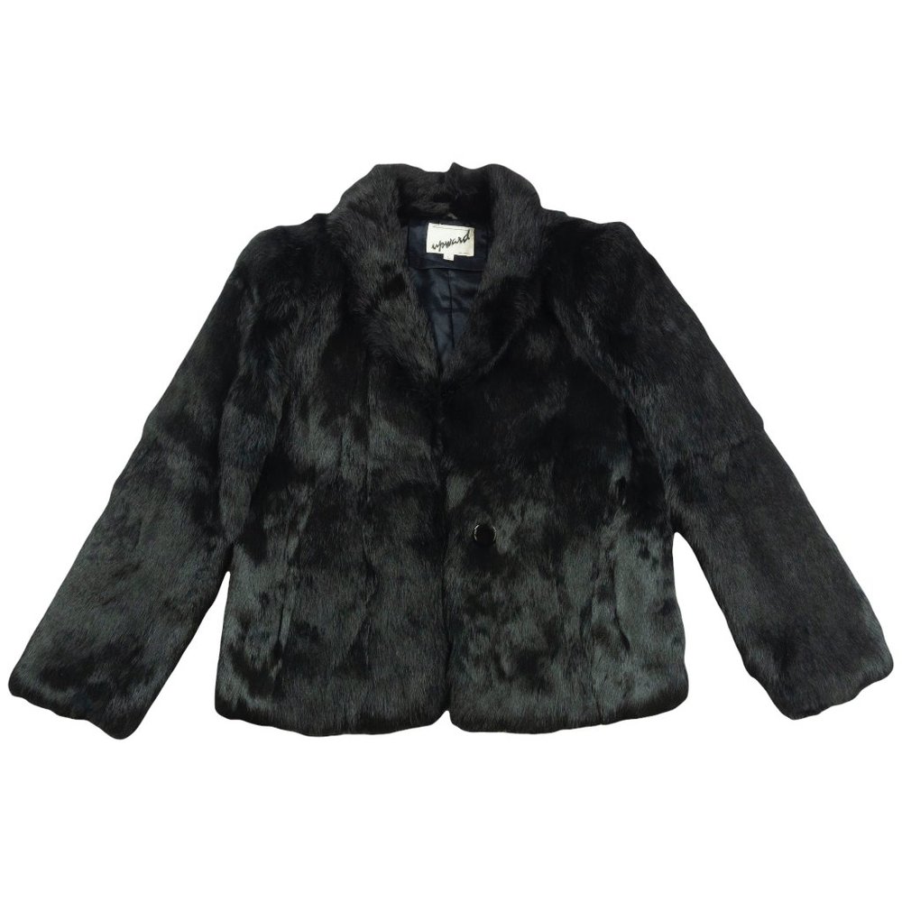 Vintage Upward Black Rabbit Fur Coat